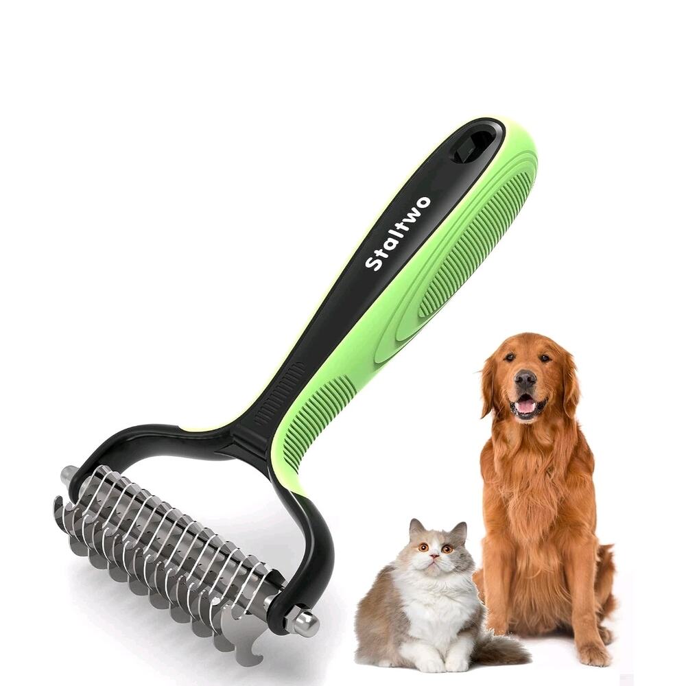 Staltwo Pet Grooming Supplies - 2-In-1 Professional Undercoat Rake and Pet Brush